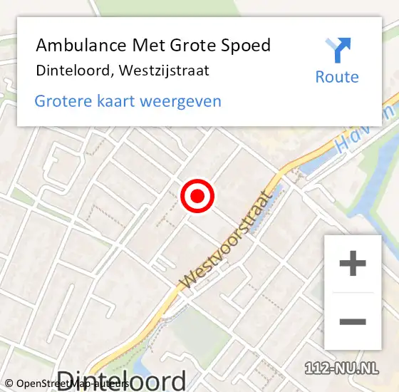 Locatie op kaart van de 112 melding: Ambulance Met Grote Spoed Naar Dinteloord, Westzijstraat op 14 april 2019 07:10