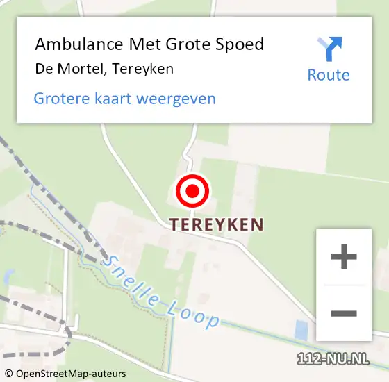 Locatie op kaart van de 112 melding: Ambulance Met Grote Spoed Naar De Mortel, Tereyken op 14 april 2019 09:47