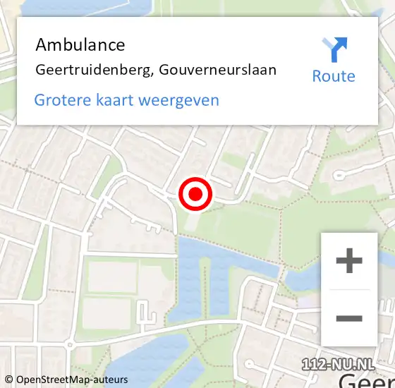 Locatie op kaart van de 112 melding: Ambulance Geertruidenberg, Gouverneurslaan op 14 april 2019 11:56