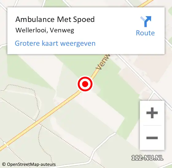 Locatie op kaart van de 112 melding: Ambulance Met Spoed Naar Wellerlooi, Venweg op 14 april 2019 12:11