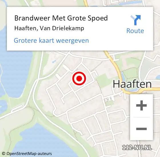 Locatie op kaart van de 112 melding: Brandweer Met Grote Spoed Naar Haaften, Van Drielekamp op 14 april 2019 12:39