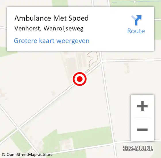 Locatie op kaart van de 112 melding: Ambulance Met Spoed Naar Venhorst, Wanroijseweg op 14 april 2019 12:46