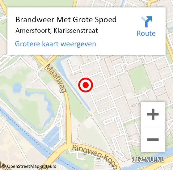 Locatie op kaart van de 112 melding: Brandweer Met Grote Spoed Naar Amersfoort, Klarissenstraat op 14 april 2019 13:24