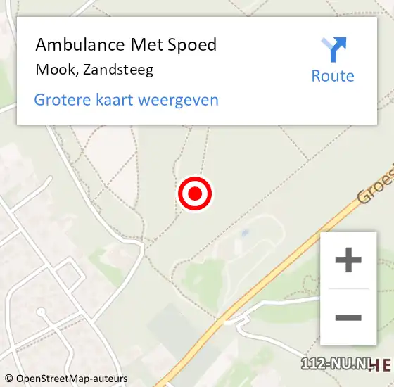 Locatie op kaart van de 112 melding: Ambulance Met Spoed Naar Mook, Zandsteeg op 14 april 2019 14:28