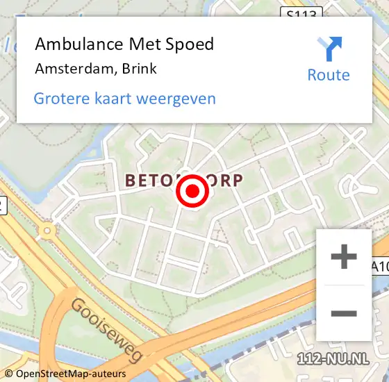 Locatie op kaart van de 112 melding: Ambulance Met Spoed Naar Amsterdam, Brink op 14 april 2019 14:29