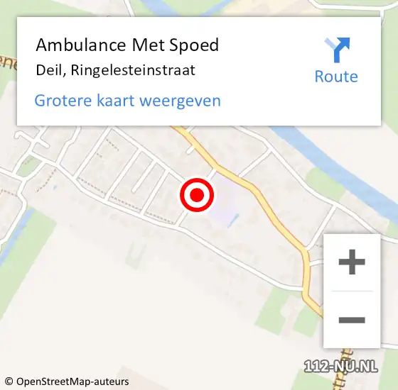 Locatie op kaart van de 112 melding: Ambulance Met Spoed Naar Deil, Ringelesteinstraat op 14 april 2019 15:10