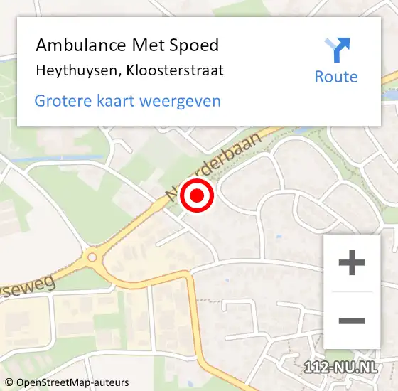 Locatie op kaart van de 112 melding: Ambulance Met Spoed Naar Heythuysen, Kloosterstraat op 14 april 2019 16:01