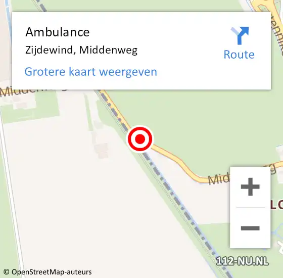 Locatie op kaart van de 112 melding: Ambulance Zijdewind, Middenweg op 14 april 2019 17:12