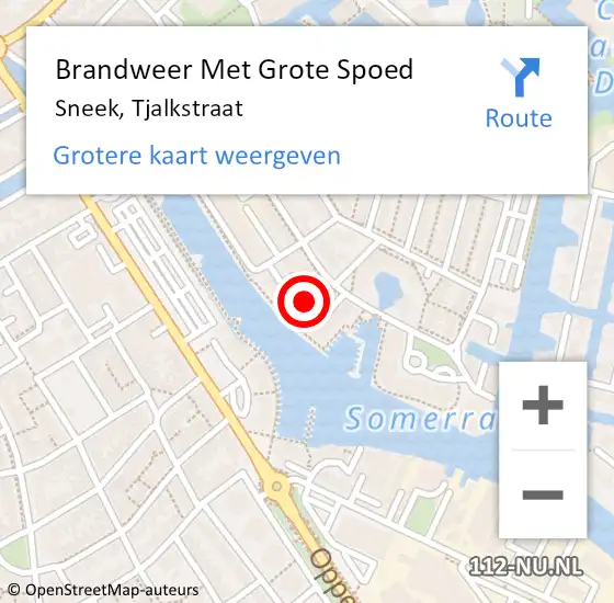 Locatie op kaart van de 112 melding: Brandweer Met Grote Spoed Naar Sneek, Tjalkstraat op 14 april 2019 18:17