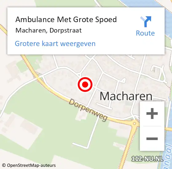 Locatie op kaart van de 112 melding: Ambulance Met Grote Spoed Naar Macharen, Dorpstraat op 14 april 2019 19:57