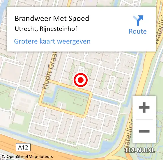 Locatie op kaart van de 112 melding: Brandweer Met Spoed Naar Utrecht, Rijnesteinhof op 14 april 2019 22:02