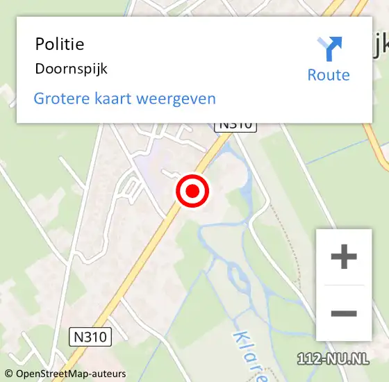 Locatie op kaart van de 112 melding: Politie Doornspijk op 14 april 2019 22:13