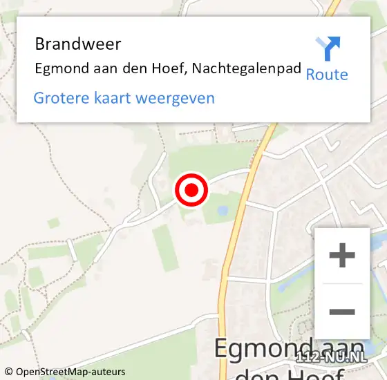 Locatie op kaart van de 112 melding: Brandweer Egmond aan den Hoef, Nachtegalenpad op 14 april 2019 22:46