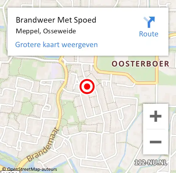 Locatie op kaart van de 112 melding: Brandweer Met Spoed Naar Meppel, Osseweide op 15 april 2019 00:42