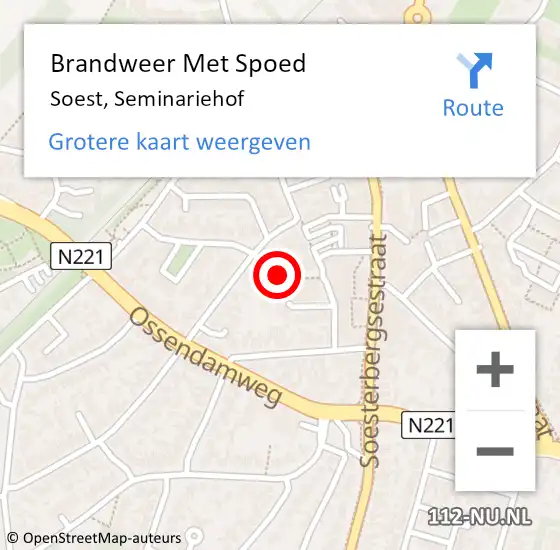 Locatie op kaart van de 112 melding: Brandweer Met Spoed Naar Soest, Seminariehof op 15 april 2019 01:07