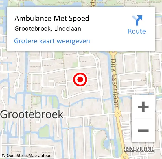 Locatie op kaart van de 112 melding: Ambulance Met Spoed Naar Grootebroek, Lindelaan op 15 april 2019 07:03