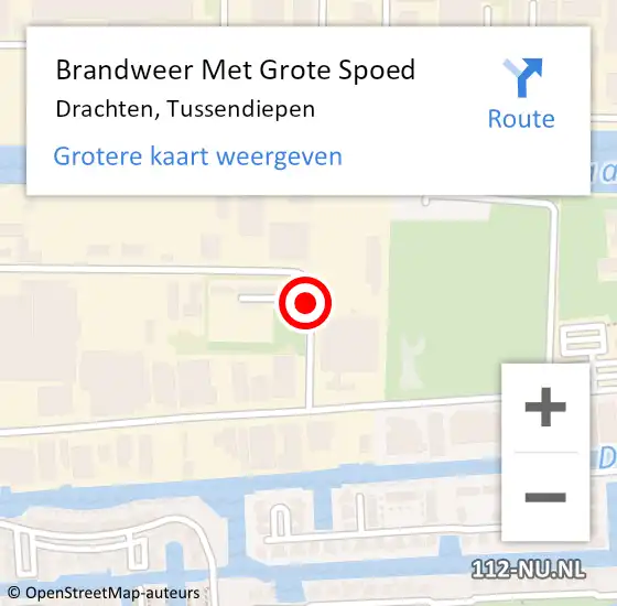 Locatie op kaart van de 112 melding: Brandweer Met Grote Spoed Naar Drachten, Tussendiepen op 15 april 2019 07:47