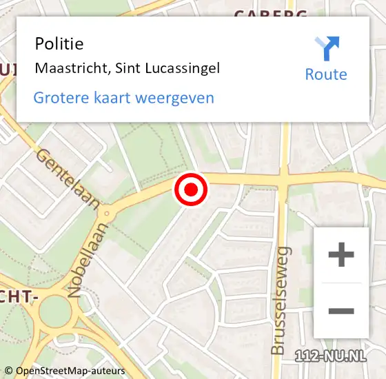 Locatie op kaart van de 112 melding: Politie Maastricht, Sint Lucassingel op 15 april 2019 07:52