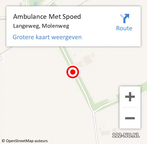 Locatie op kaart van de 112 melding: Ambulance Met Spoed Naar Langeweg, Molenweg op 15 april 2019 08:01