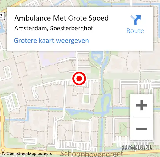 Locatie op kaart van de 112 melding: Ambulance Met Grote Spoed Naar Amsterdam, Soesterberghof op 15 april 2019 08:08