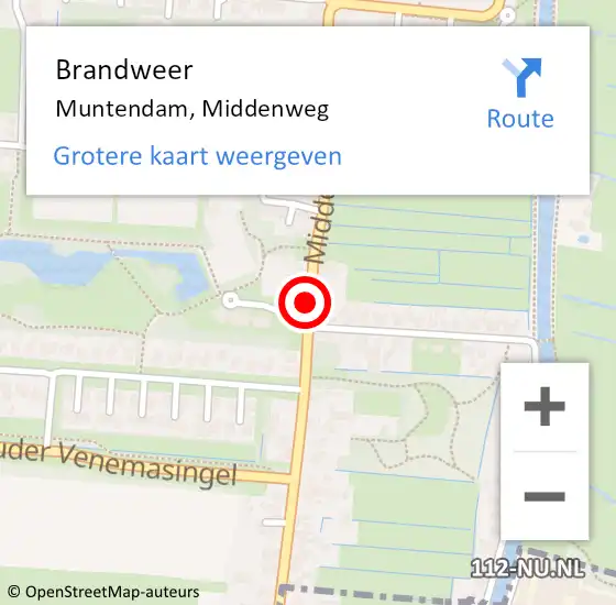 Locatie op kaart van de 112 melding: Brandweer Muntendam, Middenweg op 15 april 2019 08:10