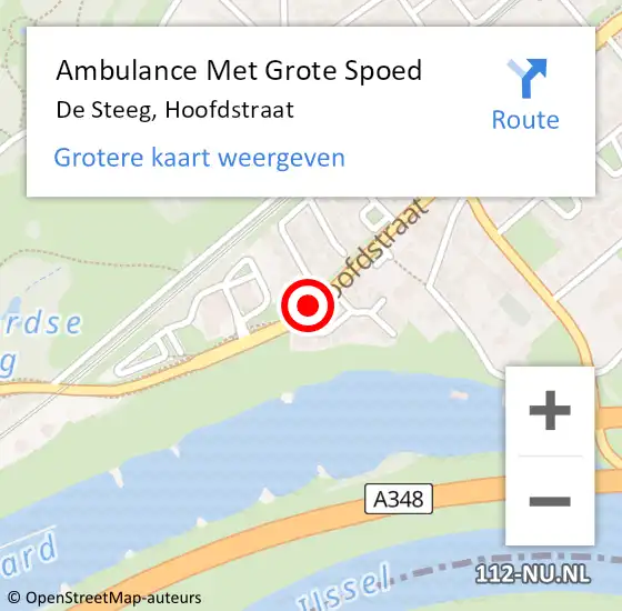 Locatie op kaart van de 112 melding: Ambulance Met Grote Spoed Naar De Steeg, Hoofdstraat op 15 april 2019 08:19