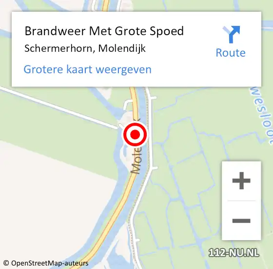 Locatie op kaart van de 112 melding: Brandweer Met Grote Spoed Naar Schermerhorn, Molendijk op 15 april 2019 08:25