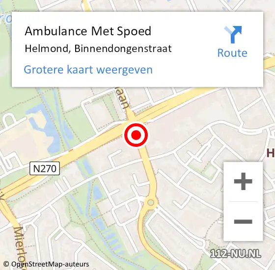 Locatie op kaart van de 112 melding: Ambulance Met Spoed Naar Helmond, Binnendongenstraat op 15 april 2019 08:35