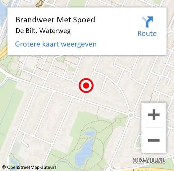 Locatie op kaart van de 112 melding: Brandweer Met Spoed Naar De Bilt, Waterweg op 15 april 2019 09:35