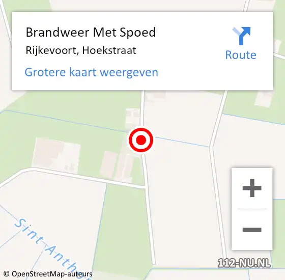 Locatie op kaart van de 112 melding: Brandweer Met Spoed Naar Rijkevoort, Hoekstraat op 15 april 2019 10:11
