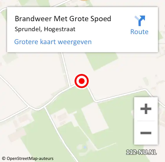 Locatie op kaart van de 112 melding: Brandweer Met Grote Spoed Naar Sprundel, Hogestraat op 15 april 2019 10:47