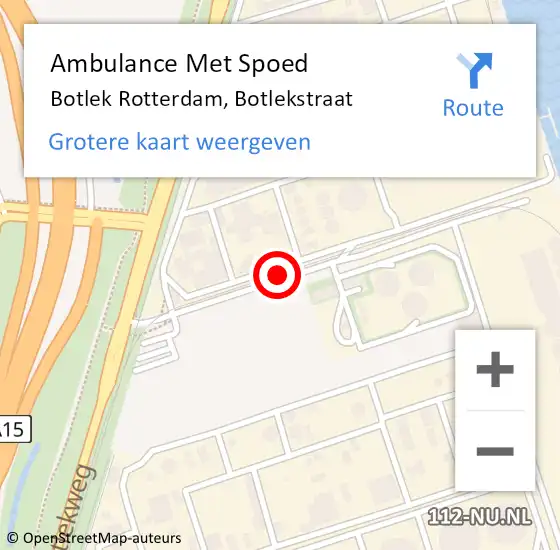 Locatie op kaart van de 112 melding: Ambulance Met Spoed Naar Botlek Rotterdam, Botlekstraat op 15 april 2019 11:35