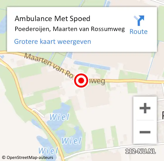 Locatie op kaart van de 112 melding: Ambulance Met Spoed Naar Poederoijen, Maarten van Rossumweg op 15 april 2019 12:58