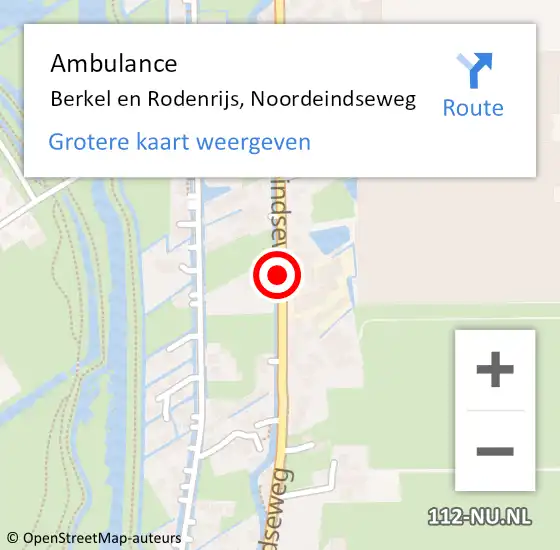 Locatie op kaart van de 112 melding: Ambulance Berkel en Rodenrijs, Noordeindseweg op 15 april 2019 13:14