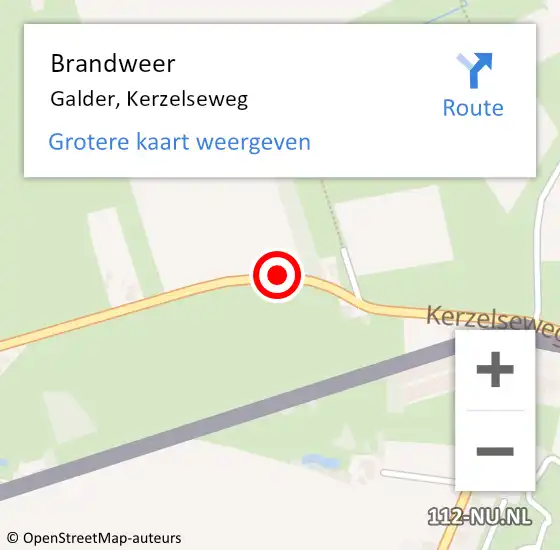 Locatie op kaart van de 112 melding: Brandweer Galder, Kerzelseweg op 15 april 2019 13:34