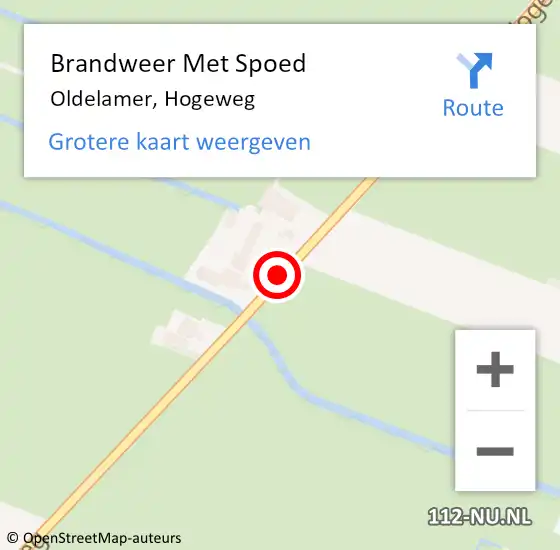 Locatie op kaart van de 112 melding: Brandweer Met Spoed Naar Oldelamer, Hogeweg op 15 april 2019 14:31