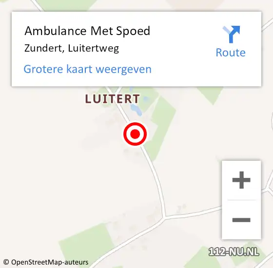 Locatie op kaart van de 112 melding: Ambulance Met Spoed Naar Zundert, Luitertweg op 15 april 2019 14:35