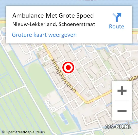 Locatie op kaart van de 112 melding: Ambulance Met Grote Spoed Naar Nieuw-Lekkerland, Schoenerstraat op 15 april 2019 14:44