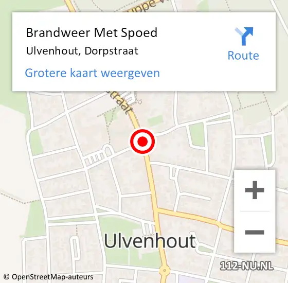 Locatie op kaart van de 112 melding: Brandweer Met Spoed Naar Ulvenhout, Dorpstraat op 15 april 2019 15:10