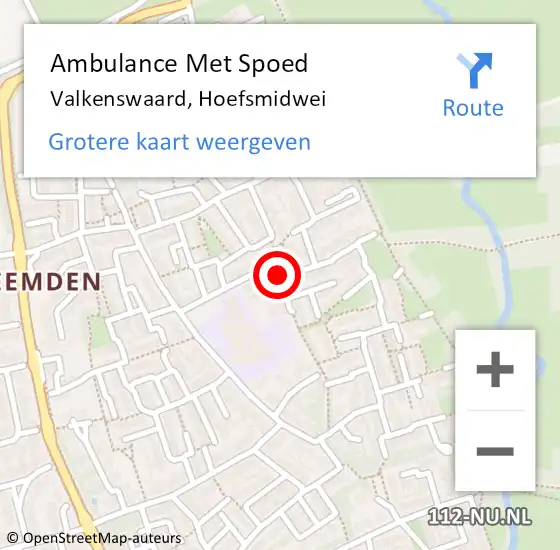 Locatie op kaart van de 112 melding: Ambulance Met Spoed Naar Valkenswaard, Hoefsmidwei op 15 april 2019 15:27