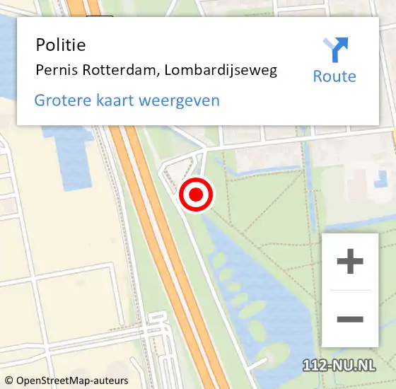 Locatie op kaart van de 112 melding: Politie Pernis Rotterdam, Lombardijseweg op 15 april 2019 15:44