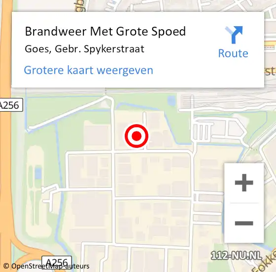 Locatie op kaart van de 112 melding: Brandweer Met Grote Spoed Naar Goes, Gebr. Spykerstraat op 29 maart 2014 12:32