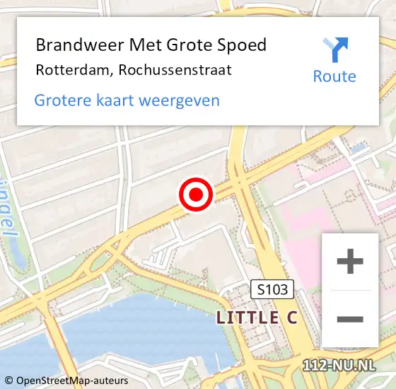 Locatie op kaart van de 112 melding: Brandweer Met Grote Spoed Naar Rotterdam, Rochussenstraat op 15 april 2019 16:33