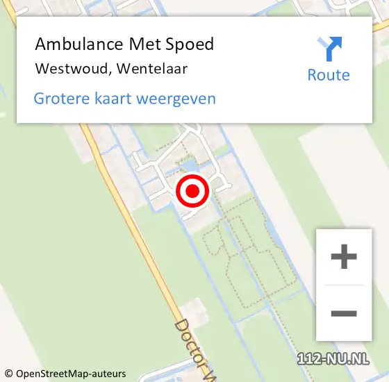 Locatie op kaart van de 112 melding: Ambulance Met Spoed Naar Westwoud, Wentelaar op 15 april 2019 17:00