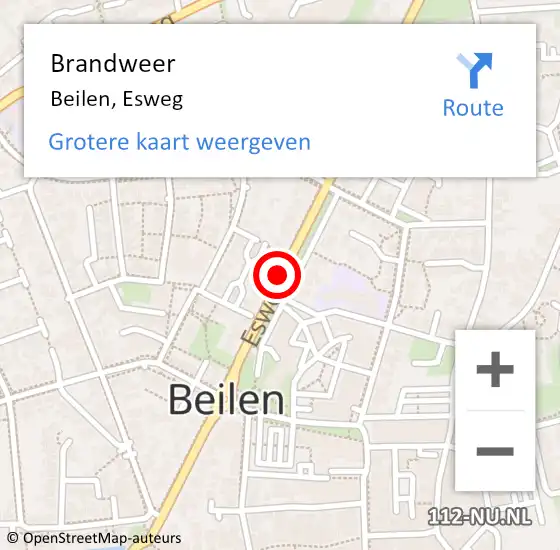 Locatie op kaart van de 112 melding: Brandweer Beilen, Esweg op 15 april 2019 17:29