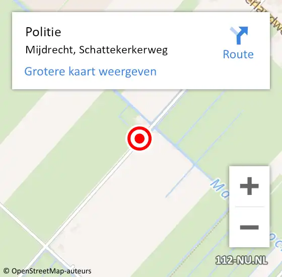 Locatie op kaart van de 112 melding: Politie Mijdrecht, Schattekerkerweg op 15 april 2019 17:52