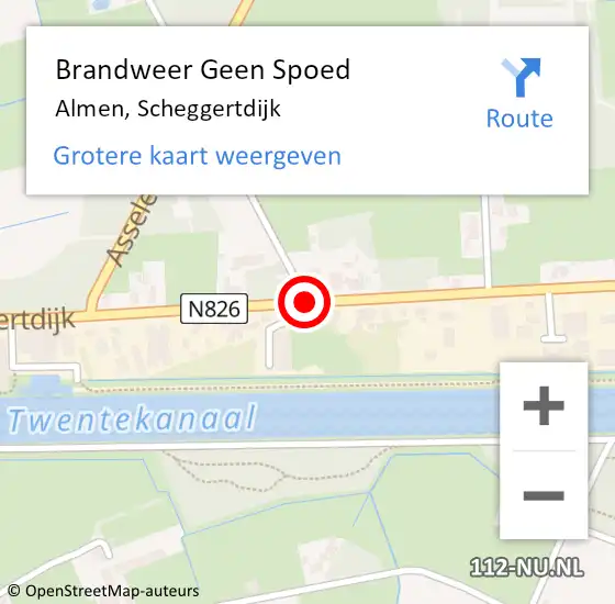 Locatie op kaart van de 112 melding: Brandweer Geen Spoed Naar Almen, Scheggertdijk op 15 april 2019 18:07