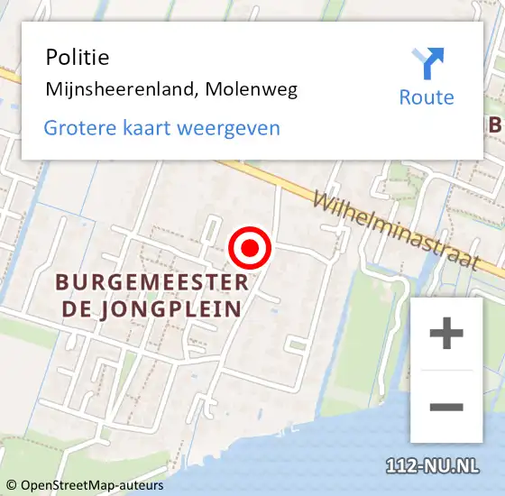 Locatie op kaart van de 112 melding: Politie Mijnsheerenland, Molenweg op 15 april 2019 18:54