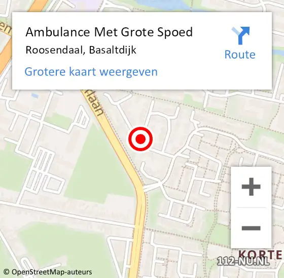 Locatie op kaart van de 112 melding: Ambulance Met Grote Spoed Naar Roosendaal, Basaltdijk op 15 april 2019 19:30