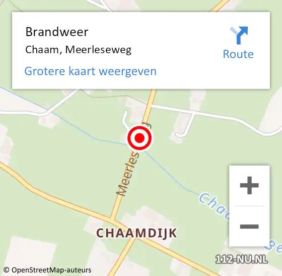 Locatie op kaart van de 112 melding: Brandweer Chaam, Meerleseweg op 15 april 2019 19:55